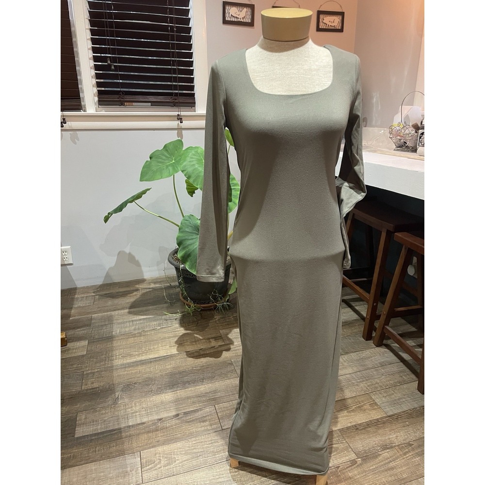 Arden B Tube Maxi Bodycon Solid Moss Green  Cocktail Dress Women's M Long Sleeve